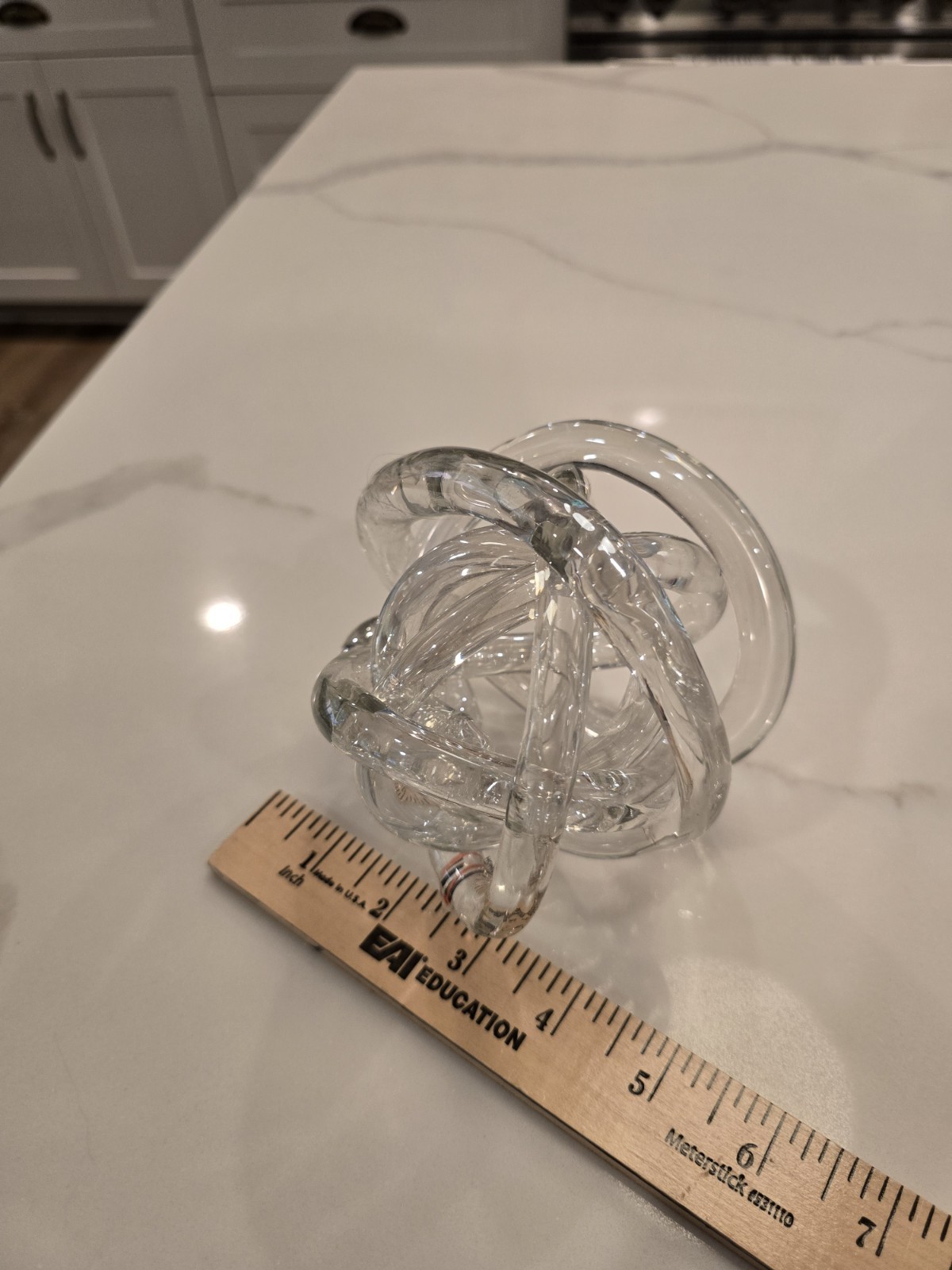 HQT Glass Knot Abstract Art Piece Handblown Glass Sculpture Clear Beauty