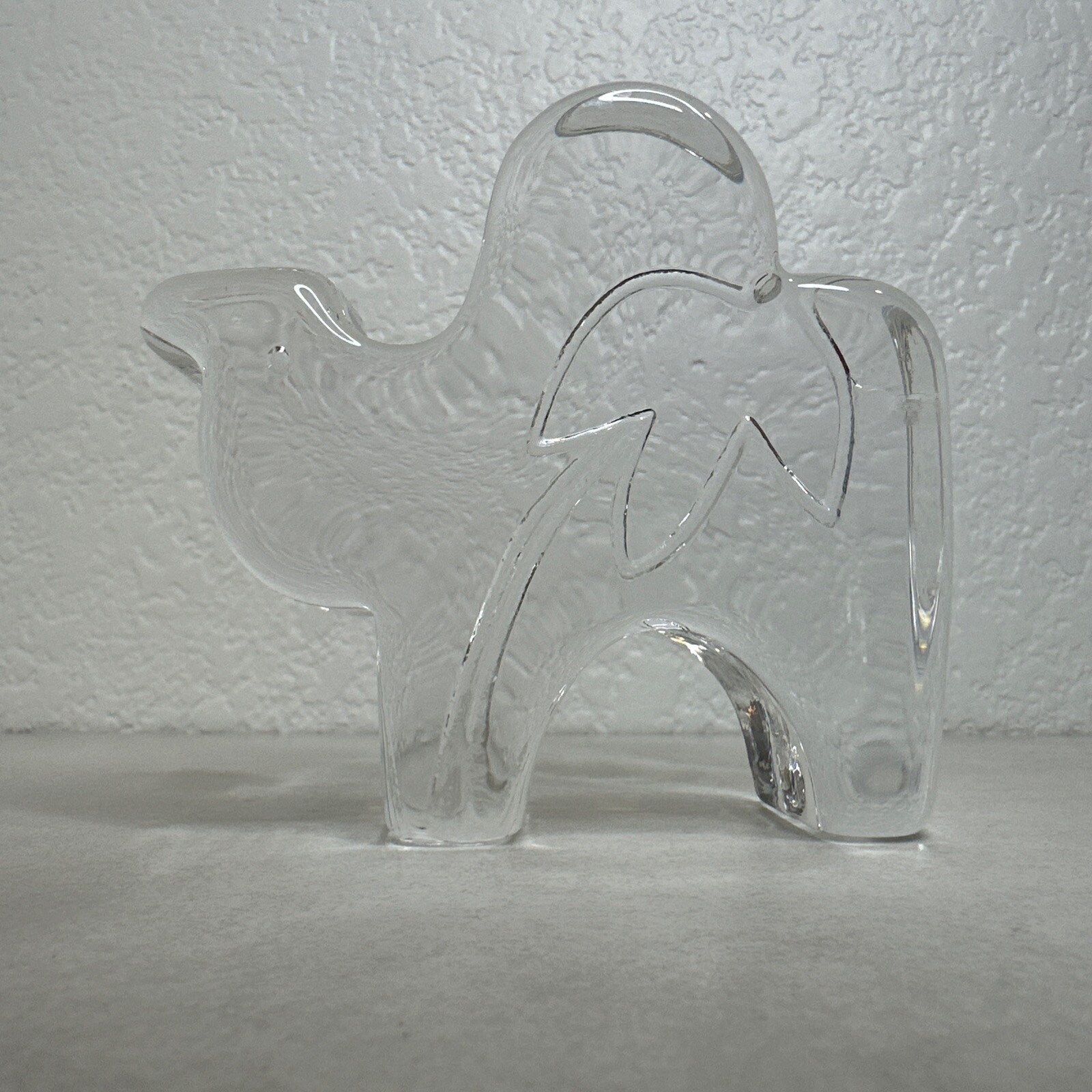 Vintage KOSTA BODA Crystal Camel With Palm Tree Glass Figurine Zoo Animal Signed