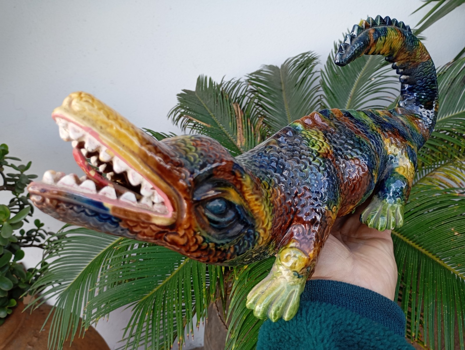 Vintage 1940s Amazing Palissy Majolica Huge Lizard Portuguese Bordallo School