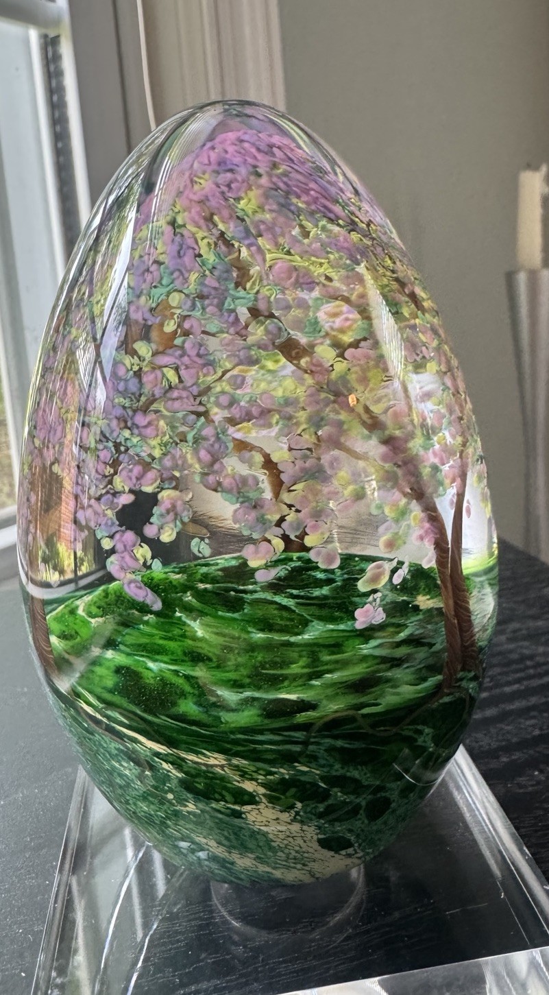 2011 Cathy Richardson Art Glass Paperweight Forest Seed Spring Tree Signed