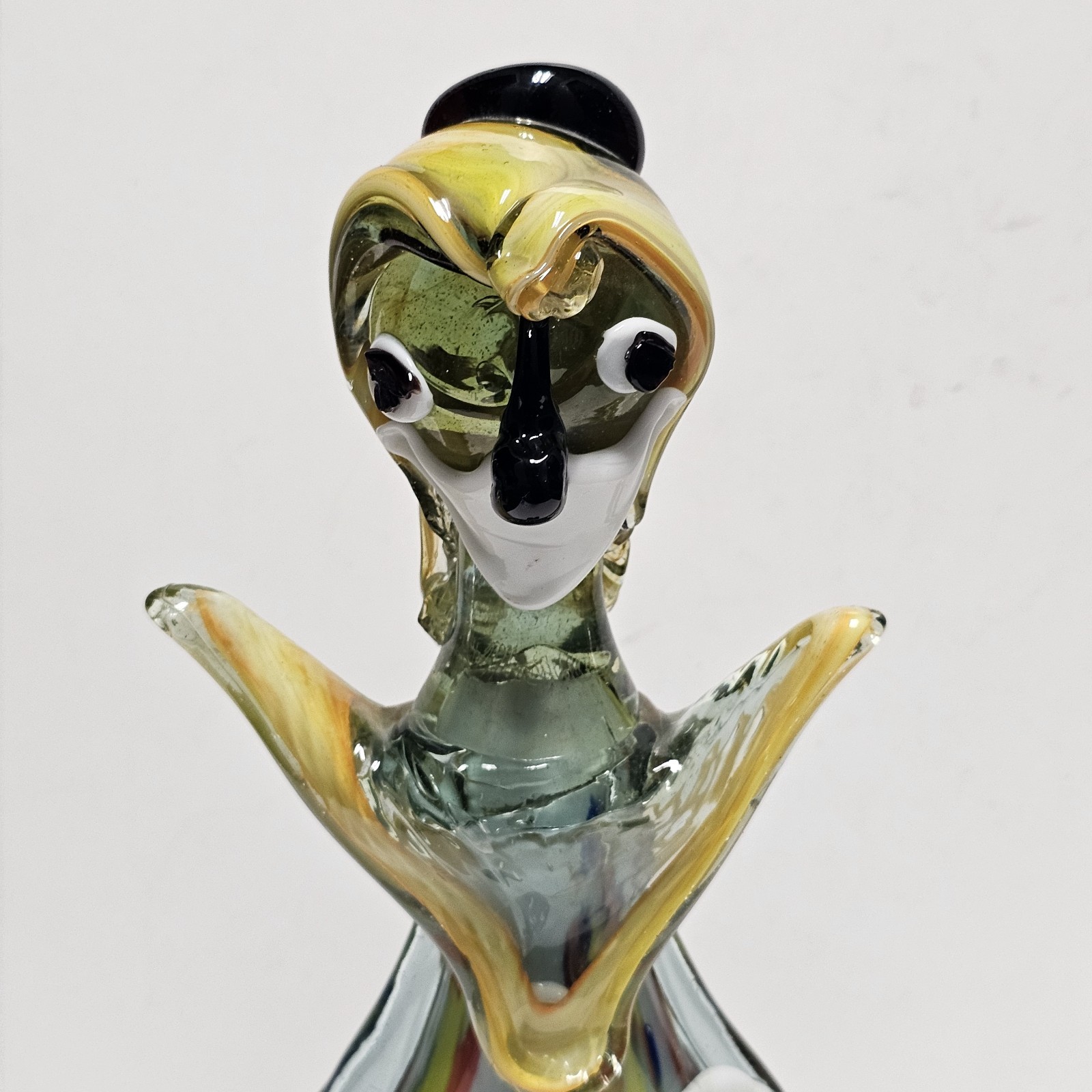 Vintage Murano Circus Clown Hand Blown Art Glass Figurine Sculpture 13″ Tall