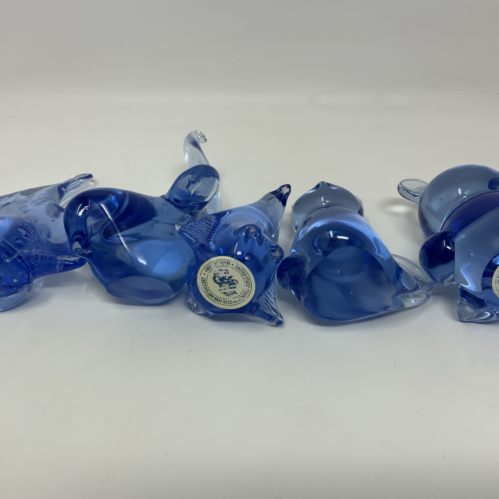Lot Of 5 United States Commemorative Fine Arts Gallery Blue Glass Figurine