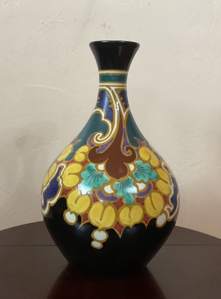 ( 10.25”h x 6.5”w ) Gouda – Holland Ivora Vase in glazed ceramic From 1914-1964