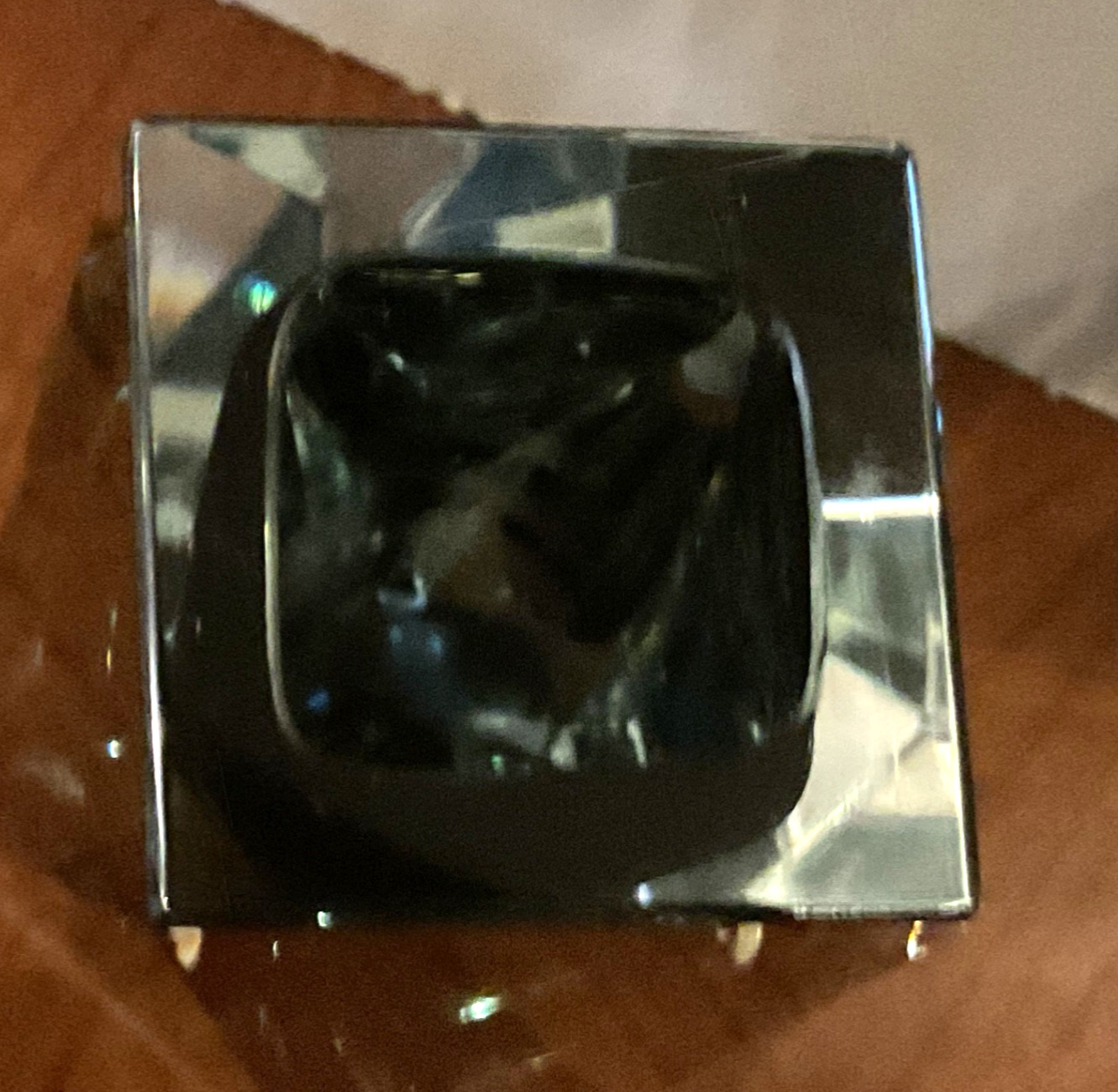 Murano Obsidian faceted glass vase art glass 8.75” vase gray clear Sommerso
