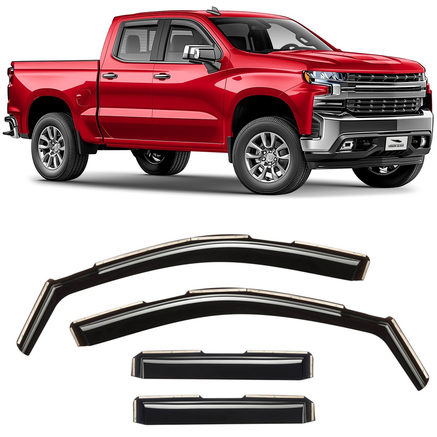 Sun Rain Visors Wind Rain Guards for 2019-2025 Chevy Silverado Double Cab