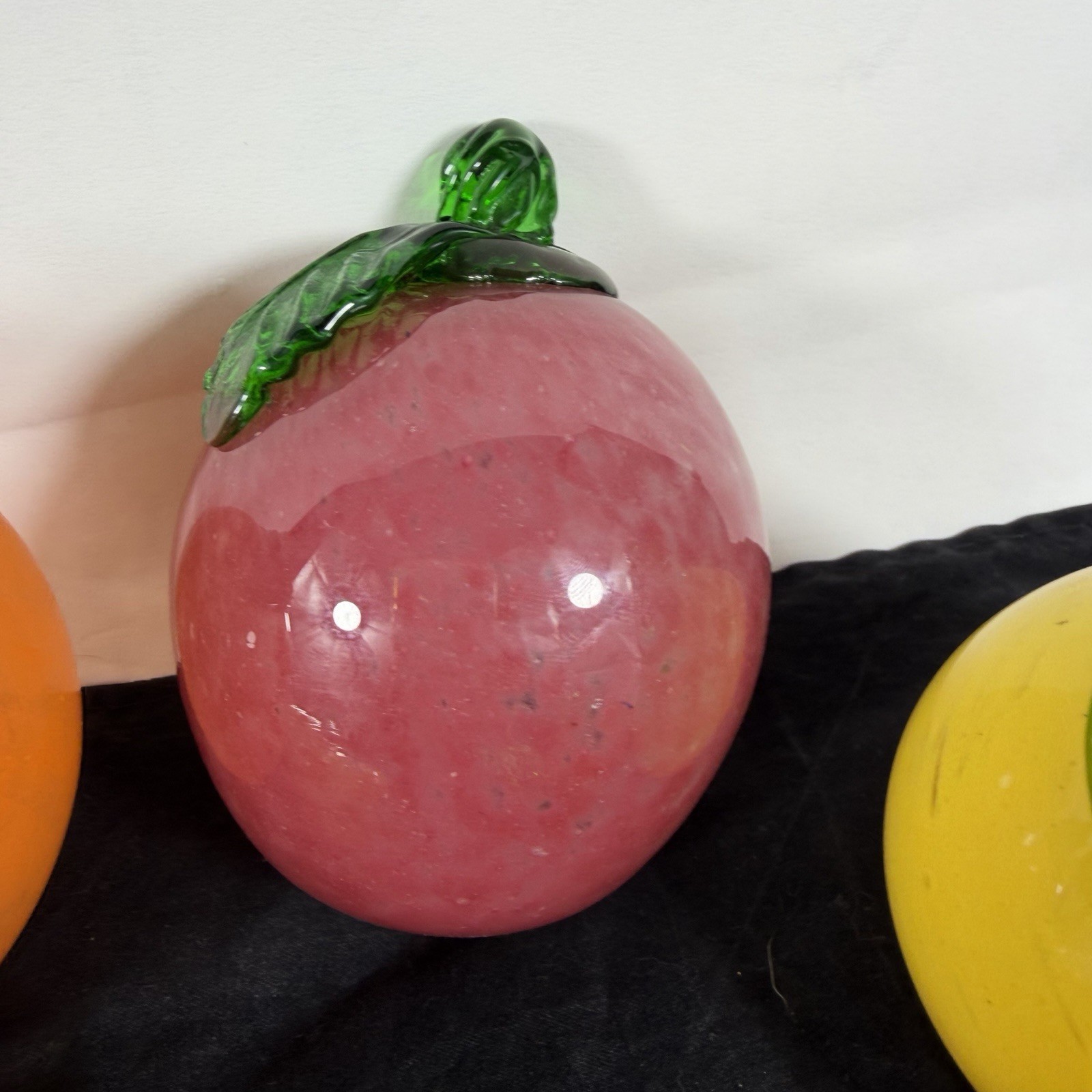 MCM Vintage Murano Style Hand Blown Art Glass Fruit 8 Pc Set Banana Apple Pear