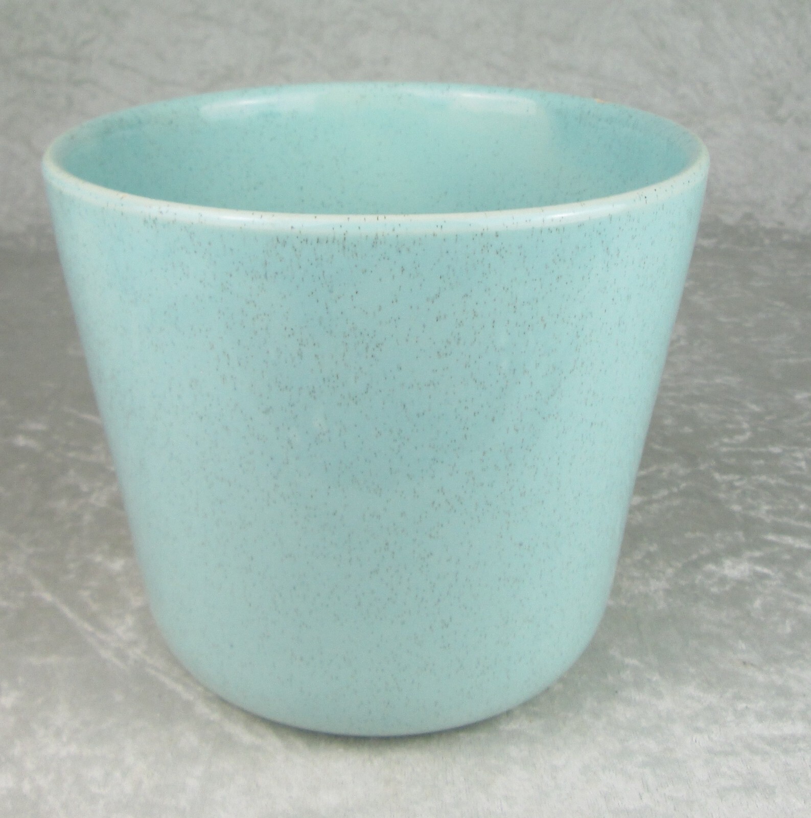 Bauer Pottery Planter Speckled Robin Egg Blue 6-1/4 inch Tall 7 inch Diameter