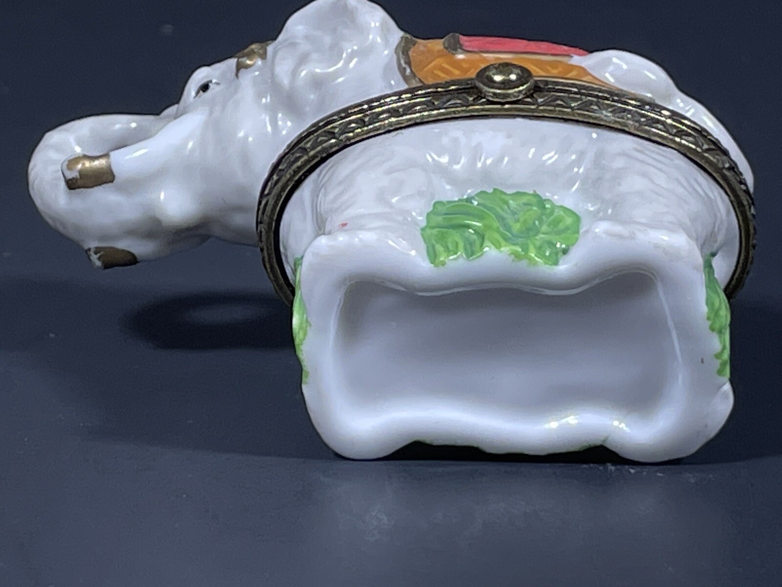 Small Elephant Trinket Box Porcelain Trunk Up Energy Luck Jewelry Ring Holder