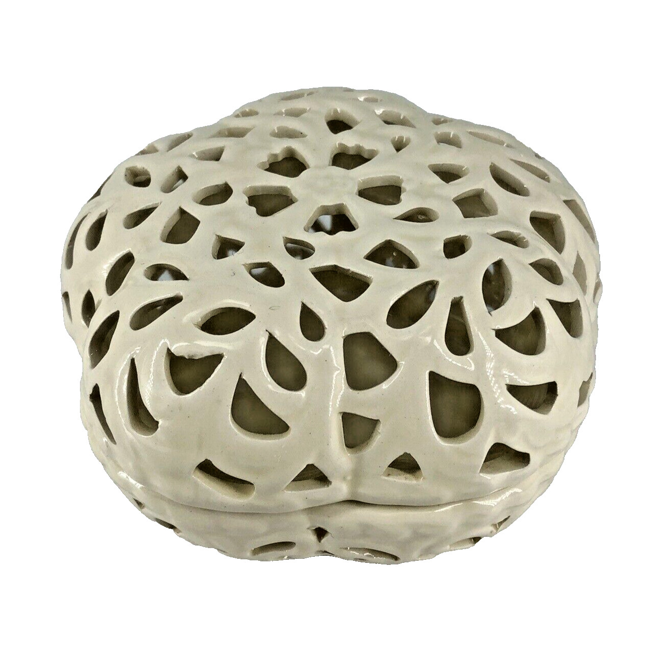 Oleg Cassini Porcelain Reticulated Lidded Trinket Box Potpourri Jar Signed