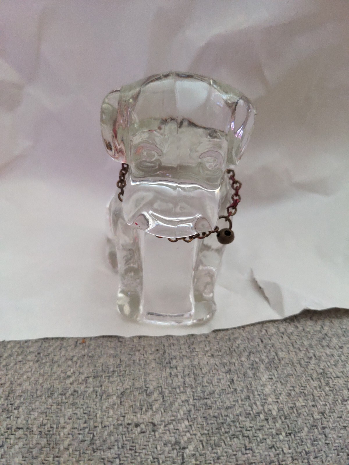 Federal Glass Dog With Chain Candy Container 1940’s