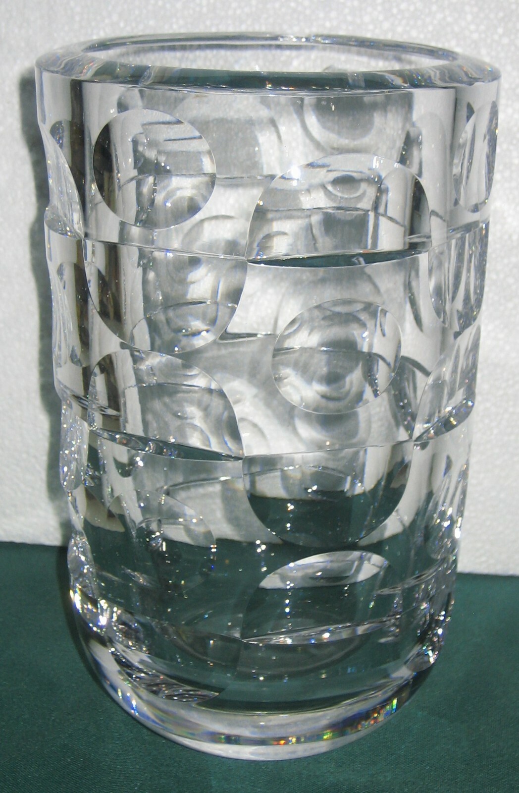 ORREFORS SIGNED D 3877 CRYSTAL LARGE MCM VASE 1960’s DESIGN INGEBORG LUNDIN
