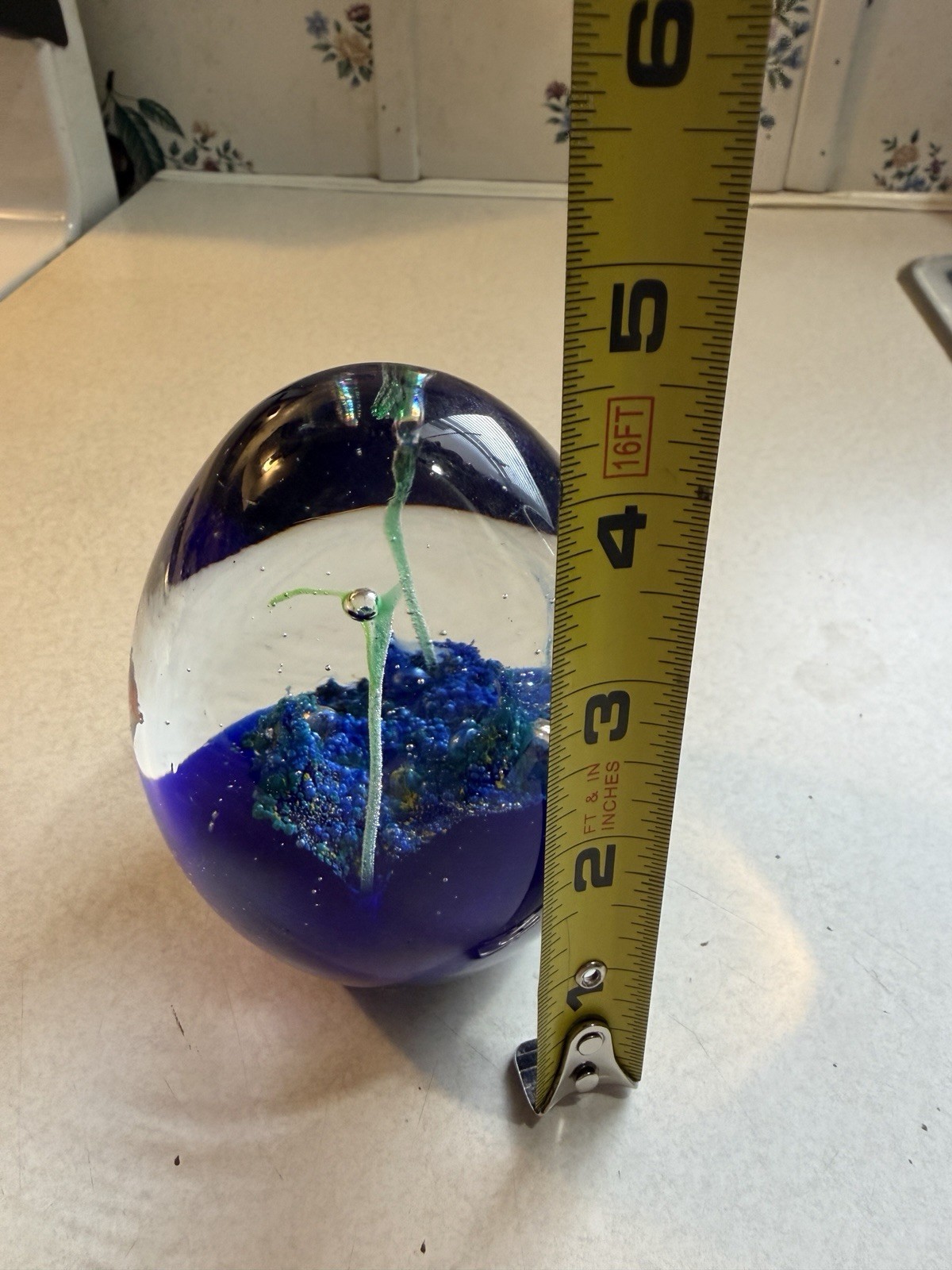 Art Glass Paperweight Under Water Sea Life