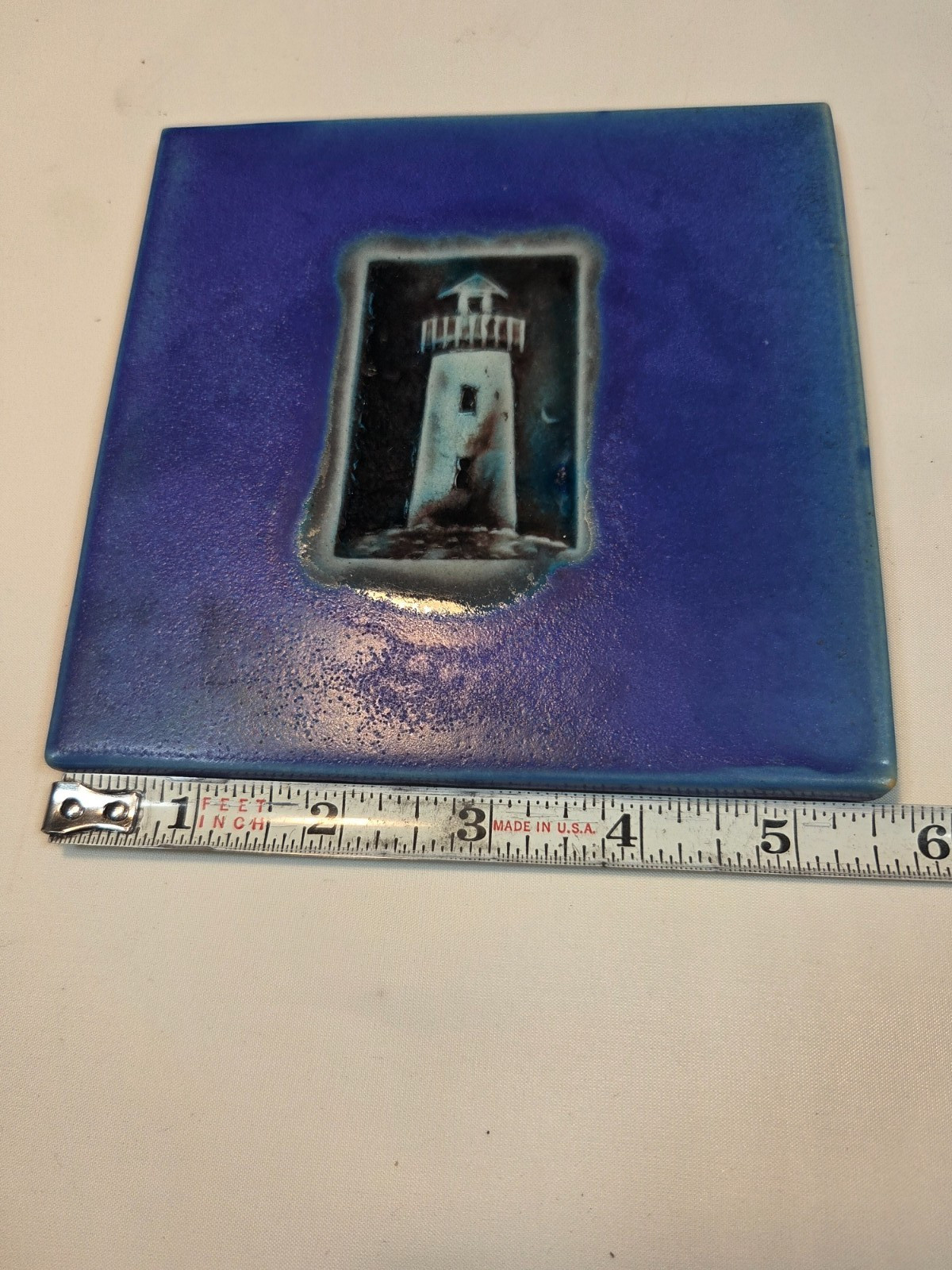 Michael Cohen Pottery Art Tile / Trivet, Lighthouse, 2004