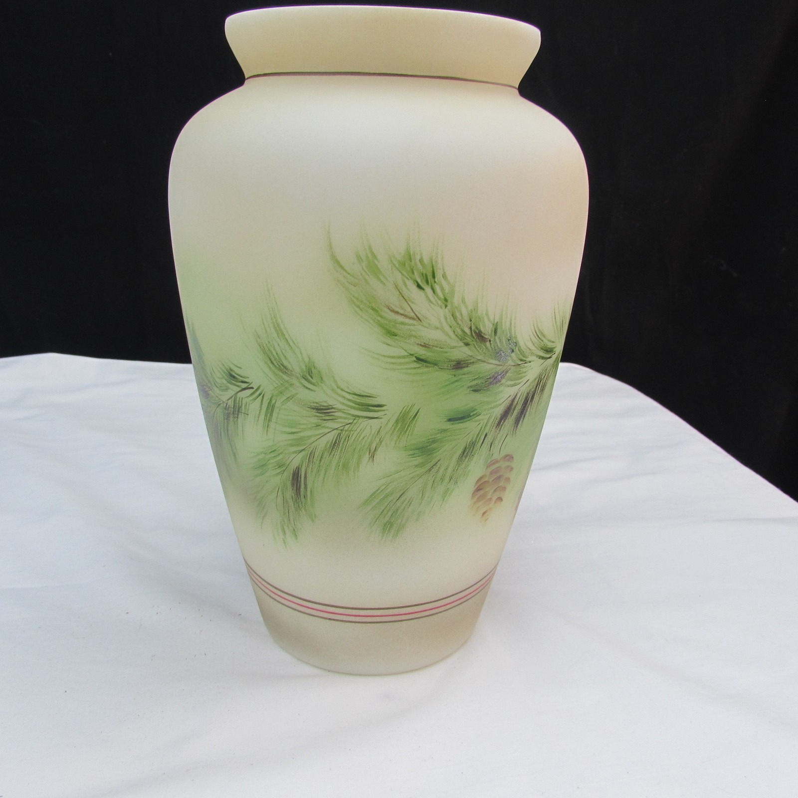 Fenton Opal Satin GSE Squirrel Hand Painted Vase LE 2018 M134