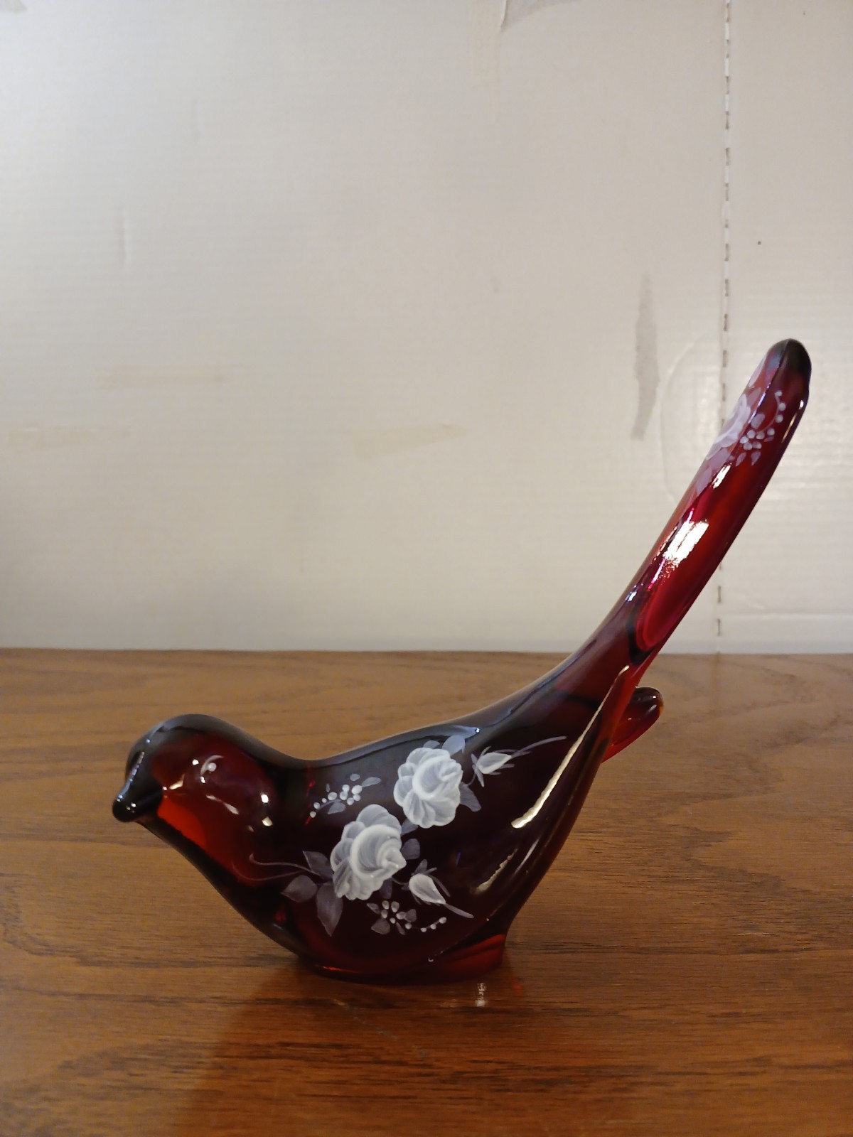 Ruby Red Bird of Happiness Hand Painted by Debi A. Fenton