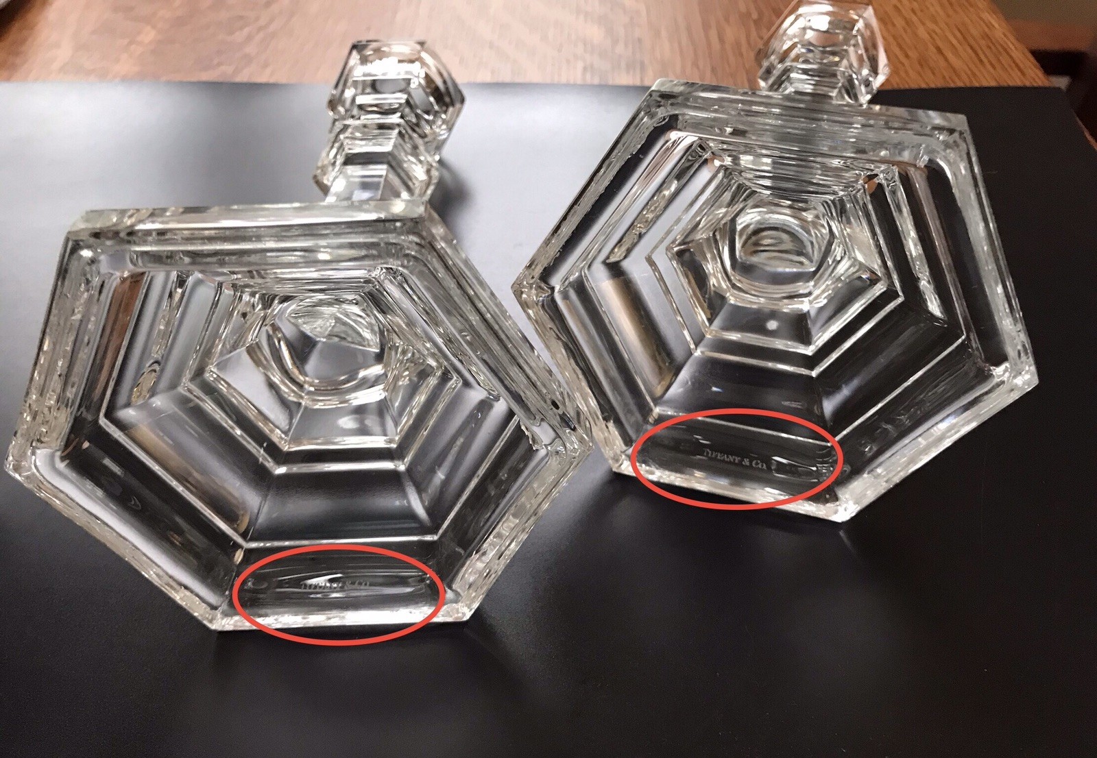 Tiffany & Co Crystal Candle Holders Candlesticks 8” Set of 2 ‘Plymouth’ Retired