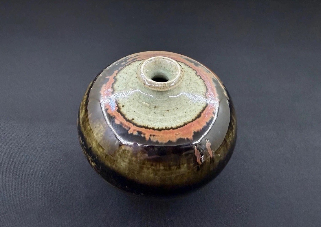 Studio Art Pottery Bud Vase Weed Pot Style Layered Earth Tones Glazed 4″