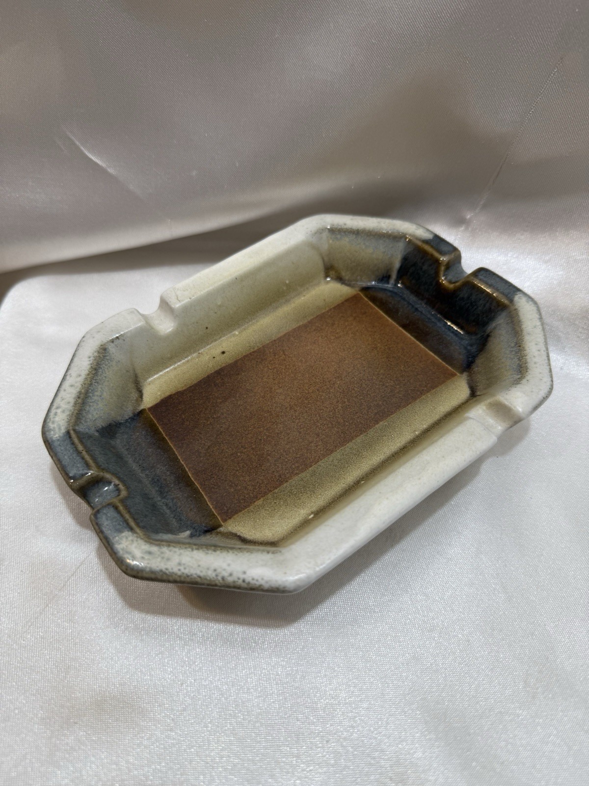 POTTERY CRAFT Glazed Ceramic 6 1/2″ x 4 3/4″ Ashtray Made in USA Vintage