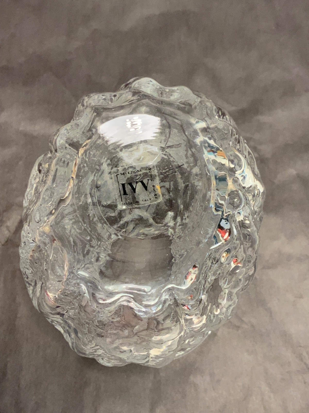 IVV Selezione Italian Mouth Blown Glacier Ice Bark Glass Vase 6.25 in.