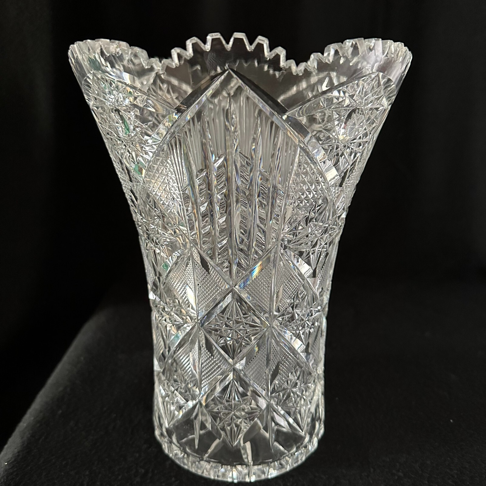 American Brilliant Period Cut Glass Vase 10 1/4”Tall