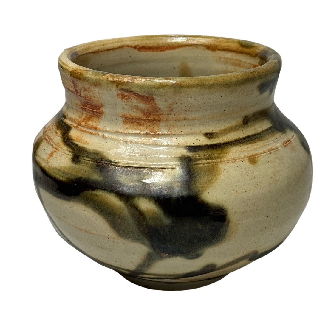Studio Pottery 4.25″ Vase Pot Hand Thrown Handpainted Artist Signed Dated 2011
