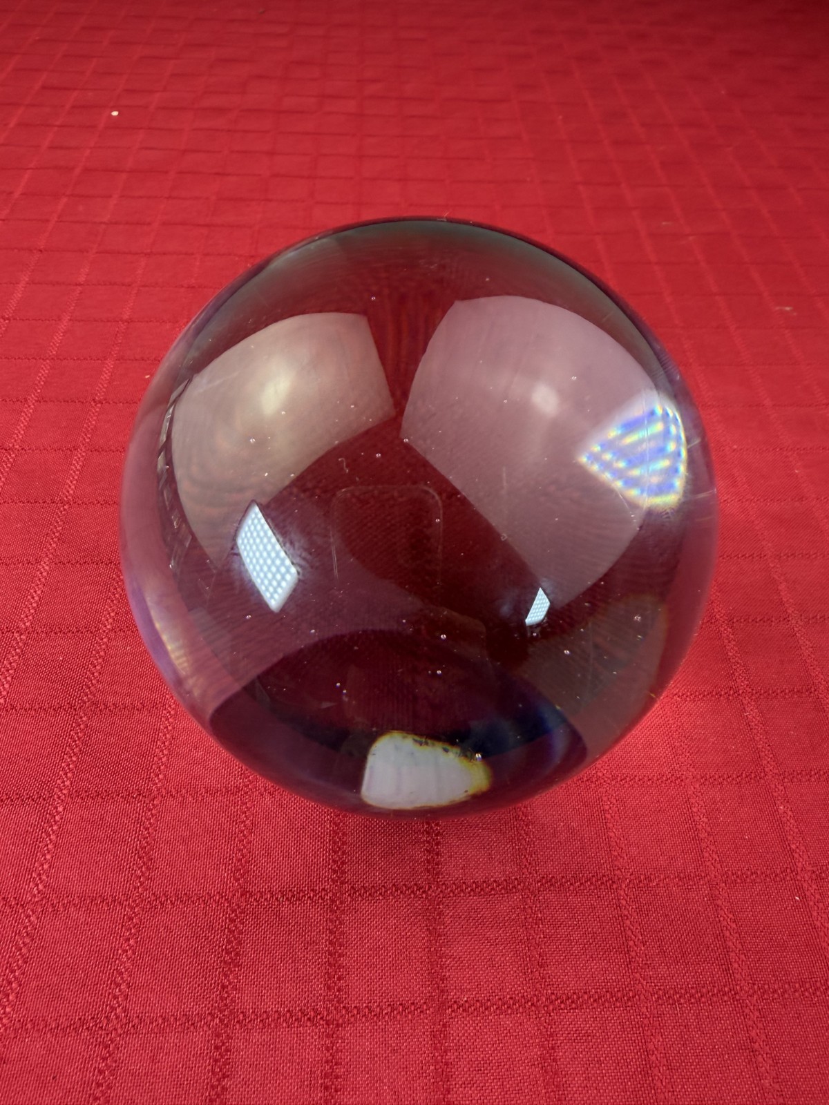 VTG Retro office Art Glass Paperweight Clear Orb Sphere Heavy Taiwan