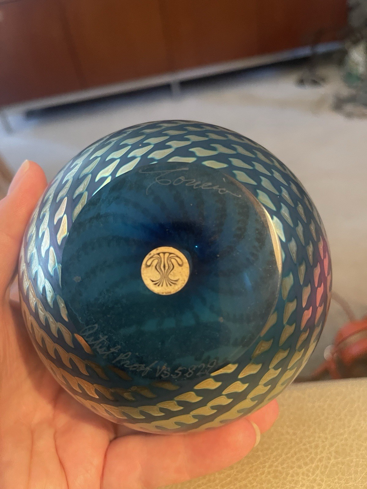 Vintage King Tut SIGNED Artist Proof Steven CORREIA Art Glass Bud Vase 5”