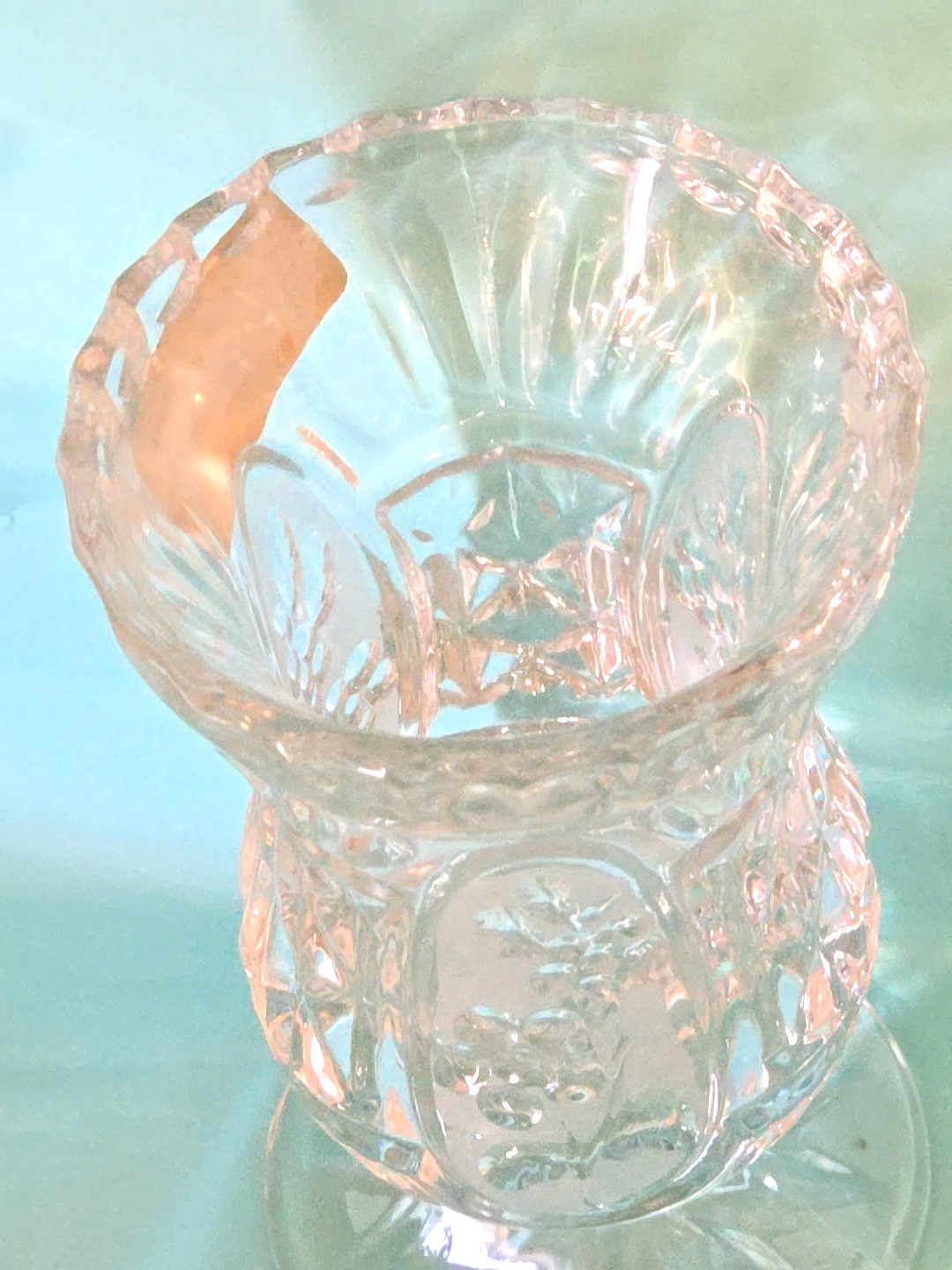 Vtg Crystal Clear Industries Candlestick Holder Yugoslavia 24% Lead Glass Flower