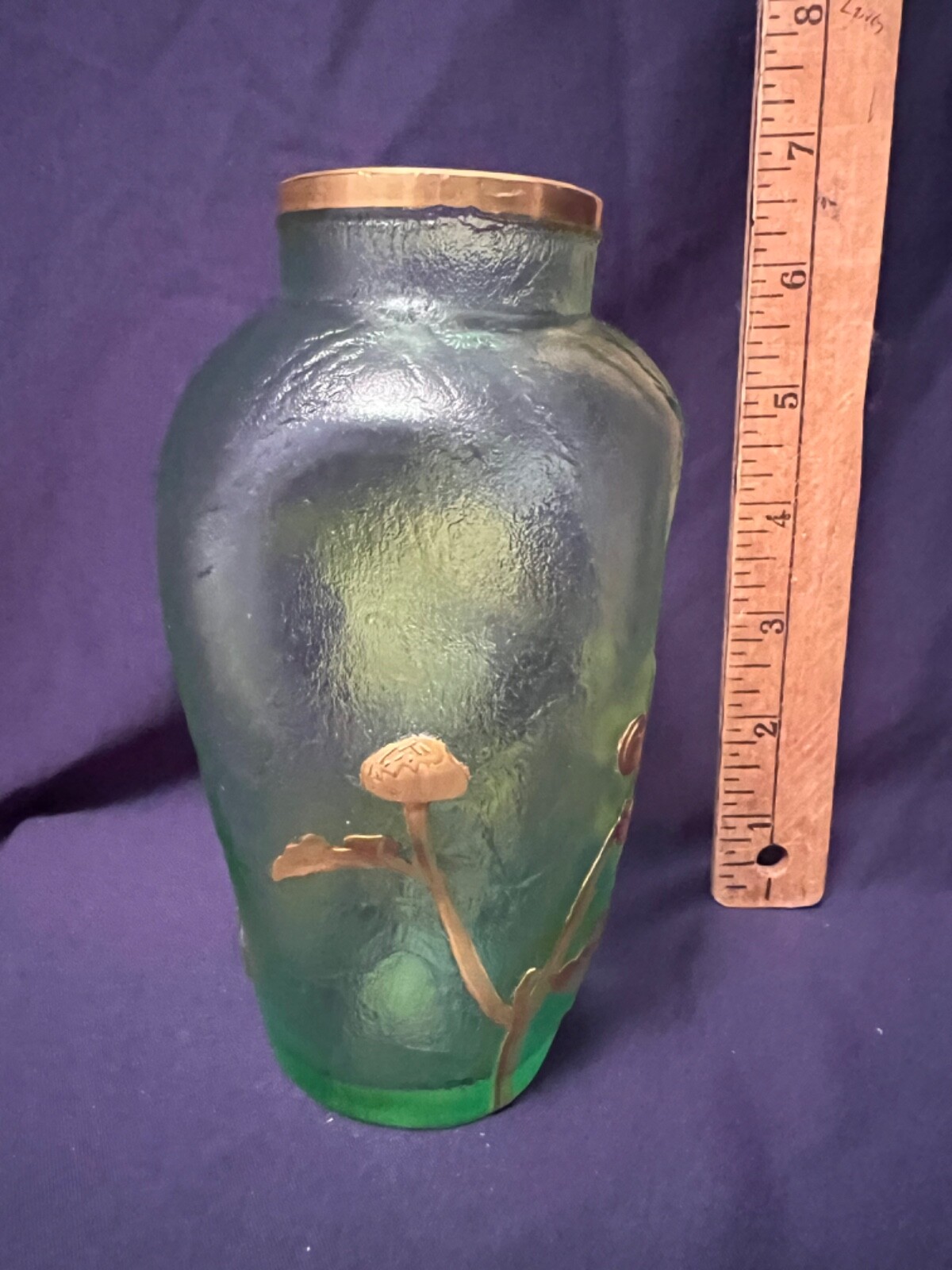 Legras Mount Joye Acid Etched Chrysamthemum Vase