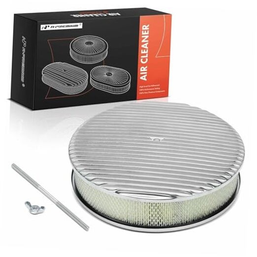 Universal Air Cleaner Filter Assembly – 14″x3″, Round Polished Air Cleaner –
