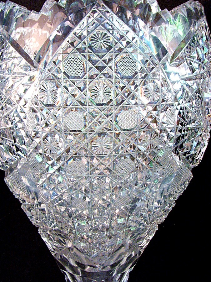 HUGE CUT CRYSTAL VASE AMERICAN BRILLIANT PERIOD c.1890