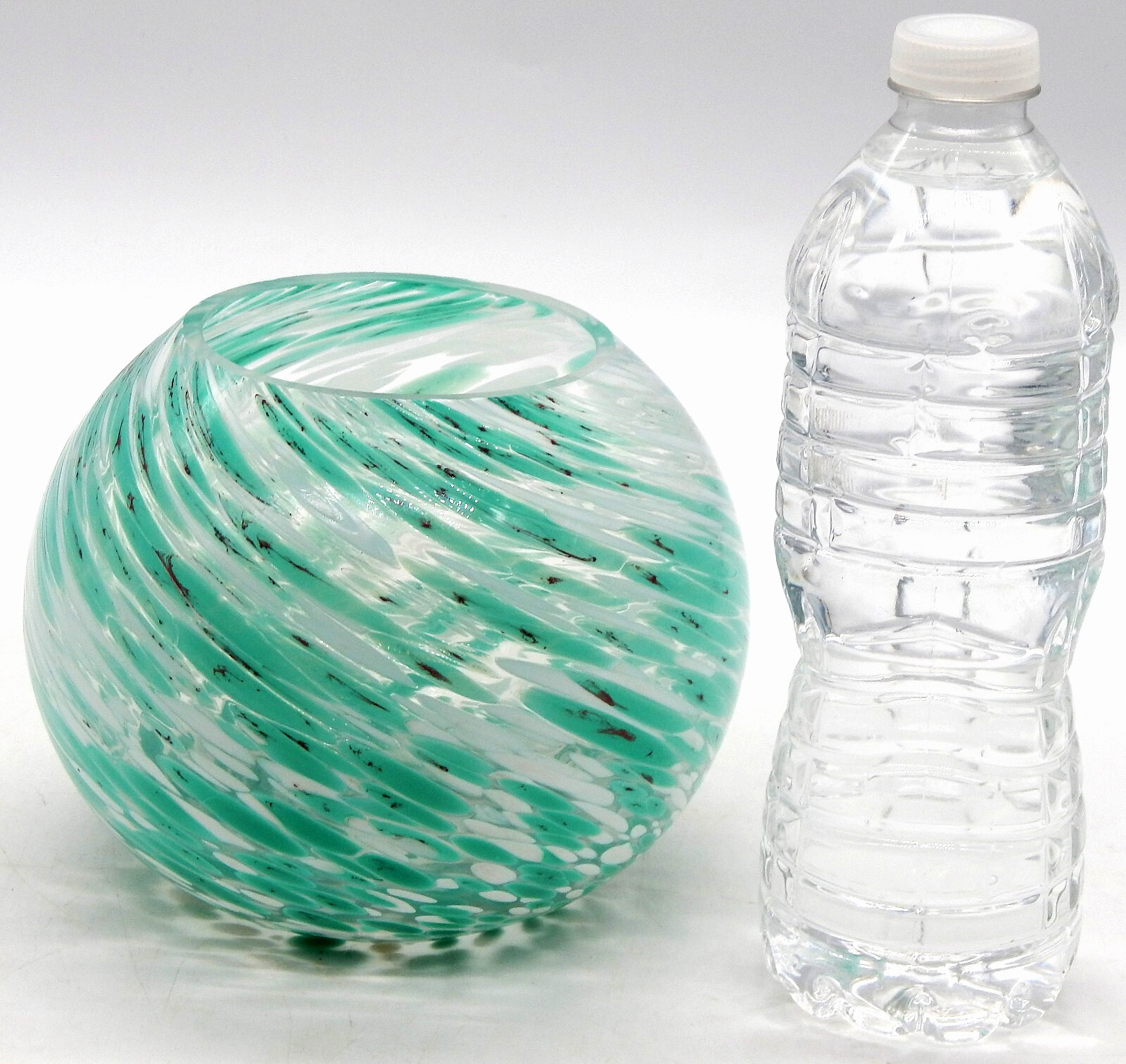 Vintage Hand Blown Art Glass Bowl Vase Multicolor Textured Swirl Heavy 6×6 Decor