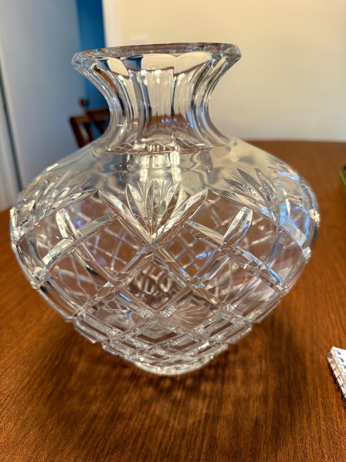 Waterford Crystal 10″ Vase Diamond Lattice Cut ~6 lb 13 oz Vintage