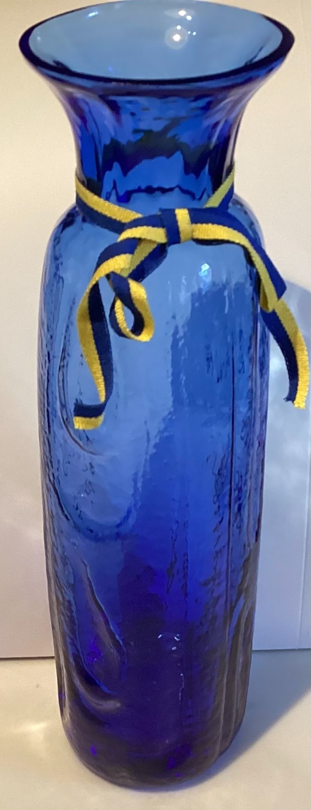 Cobalt Blue Sea Glas Bruk Kosta Sweden Vase Water Droplets by Rune Strand 9.75″