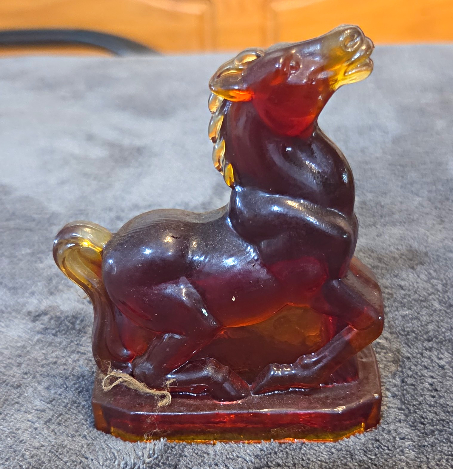Amber Red Glass Horse Figurine Decorative Horses Theme Animal Decor