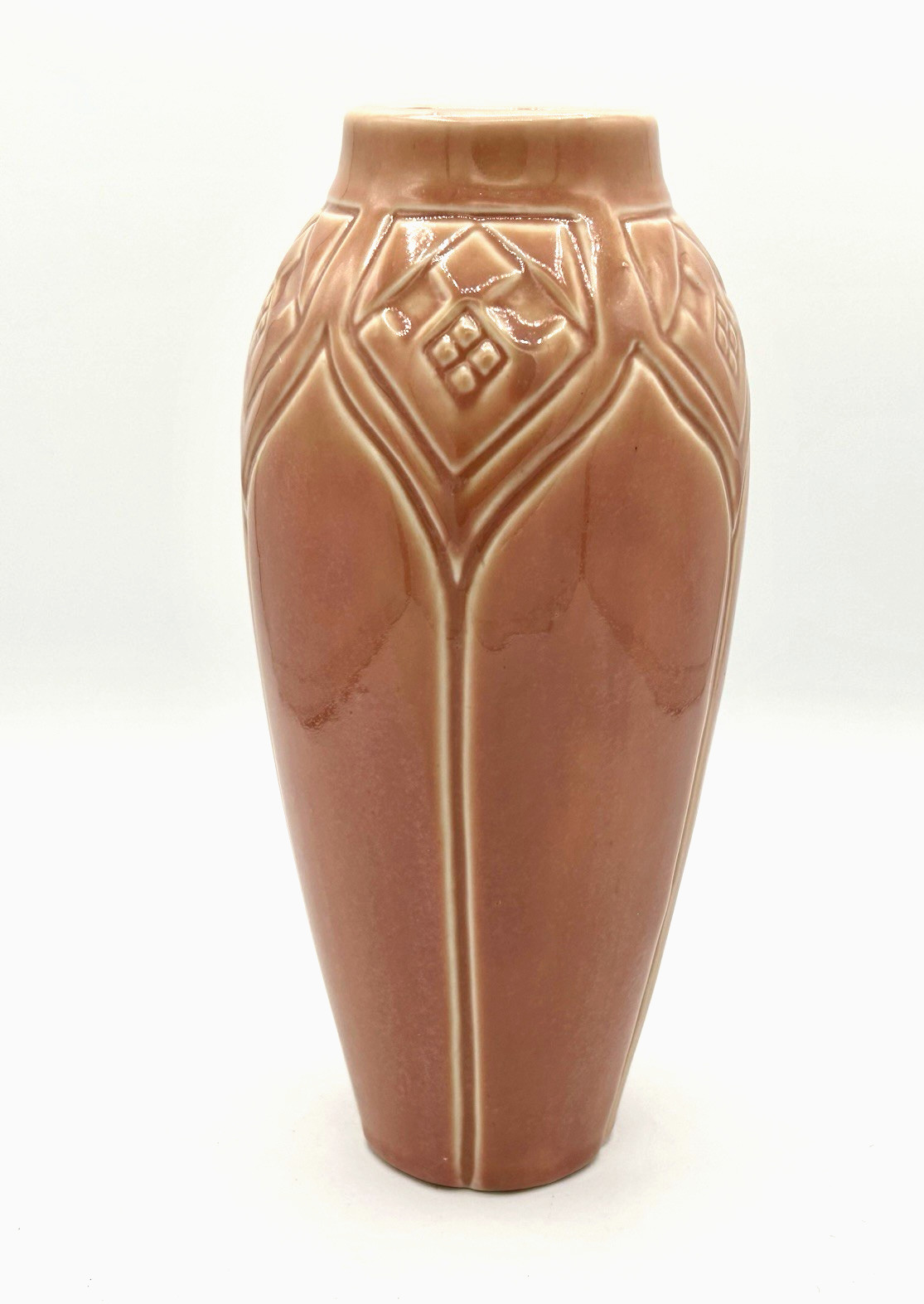 9″ ROOKWOOD PINK GEOMETRIC ART POTTERY VASE. LIMITED EDITION 41/500 -1999 -BOXED