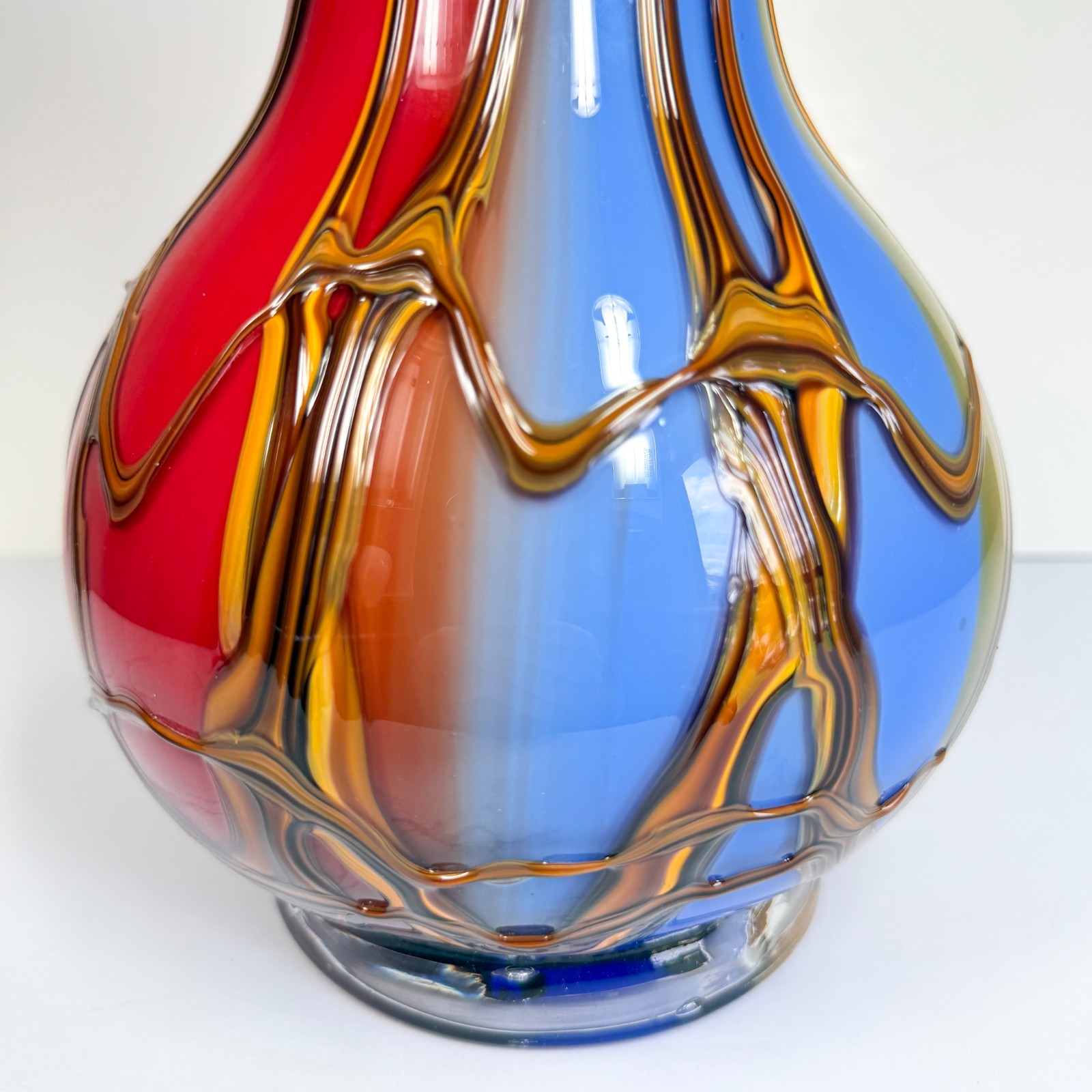 STUNNING Essie Zareh 17″ Baijan Art Glass Vase Multicolor Pulpit Blown