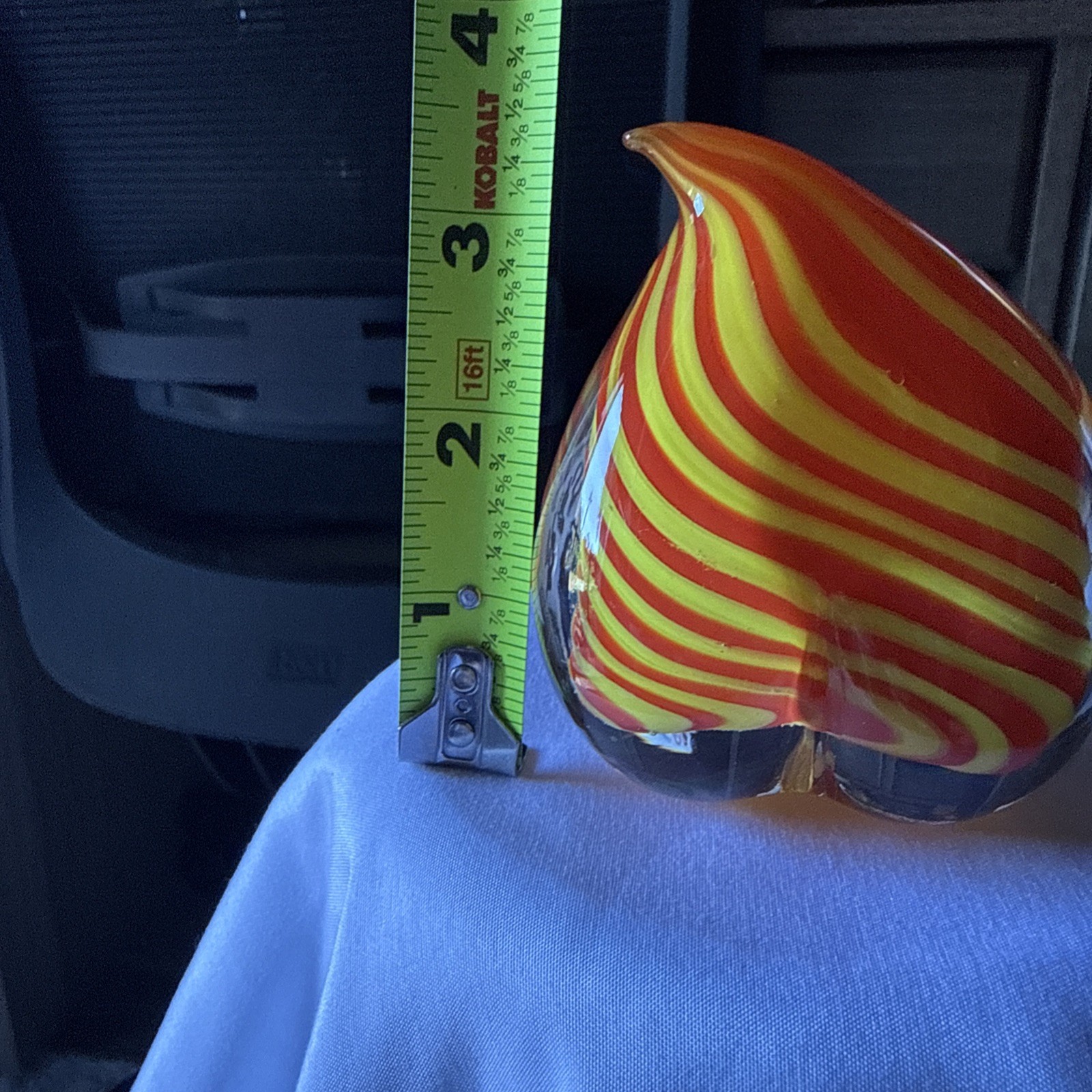 Heart Shaped Paperweight Orange And Yellow Vintage
