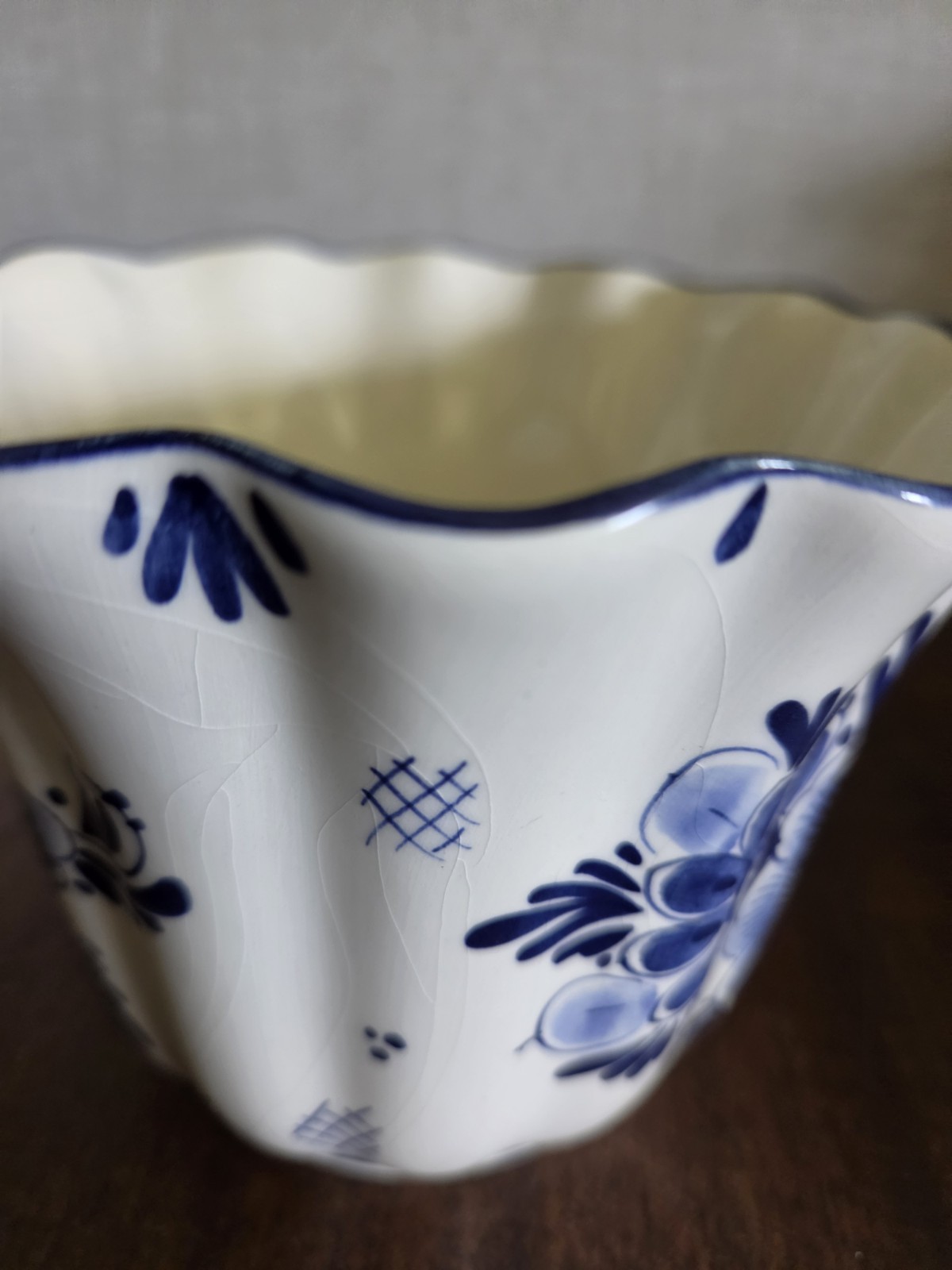 Delft Hand Painted Blue Floral Decor vase