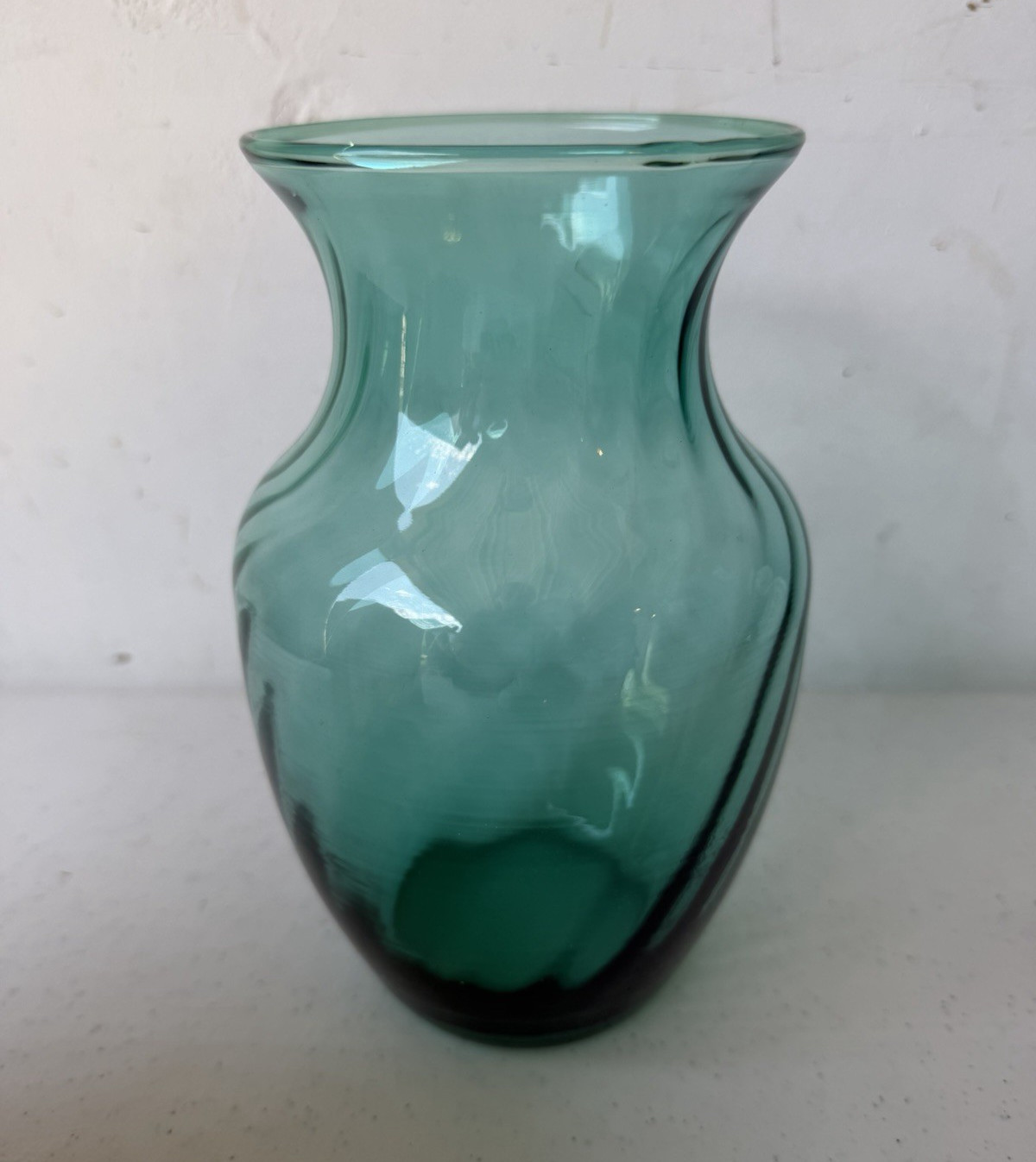 Indiana Glass Nuance Green Glass Vase 10 in Tall with Original Box Packaging