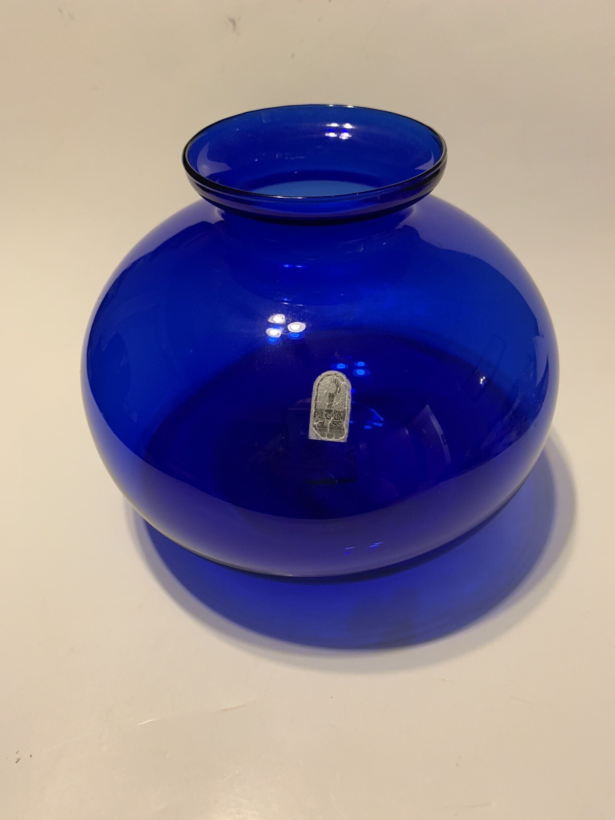 Pilgrim Glass Vase In Cobalt Blue Approximately 7 3/4 “Tall By 8” Wide.