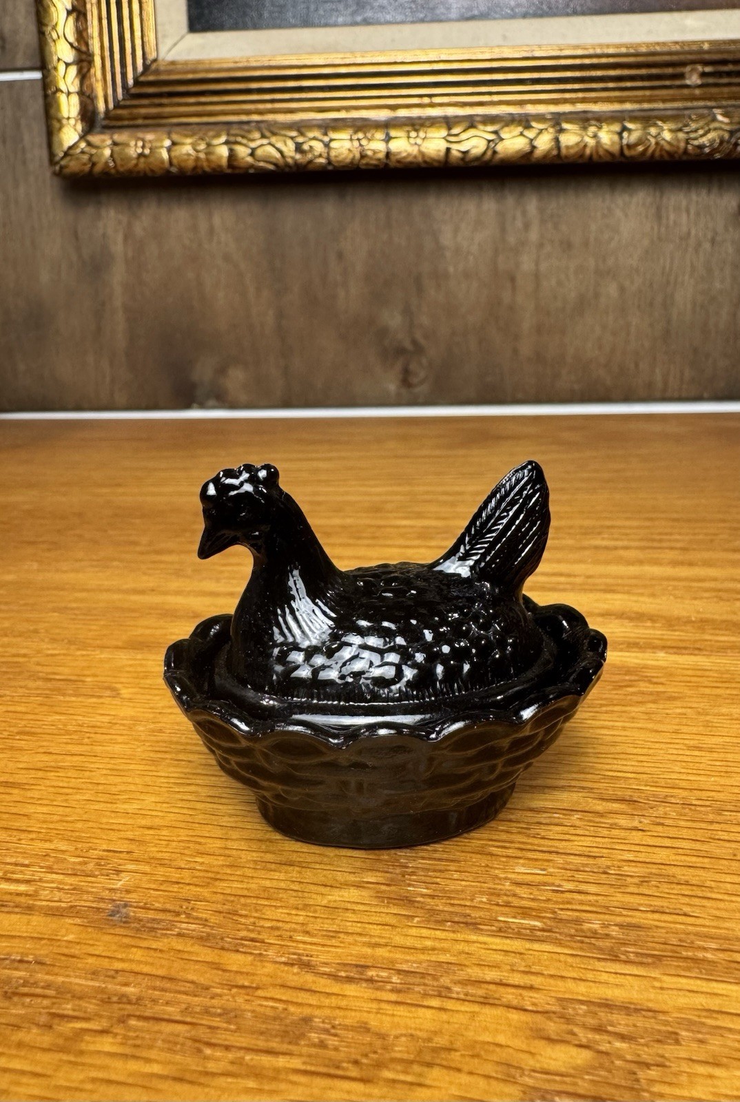 Vintage Boyd Mini Hen on Nest Chick Salt Cellar #177 Nightwatch Black 2.5”