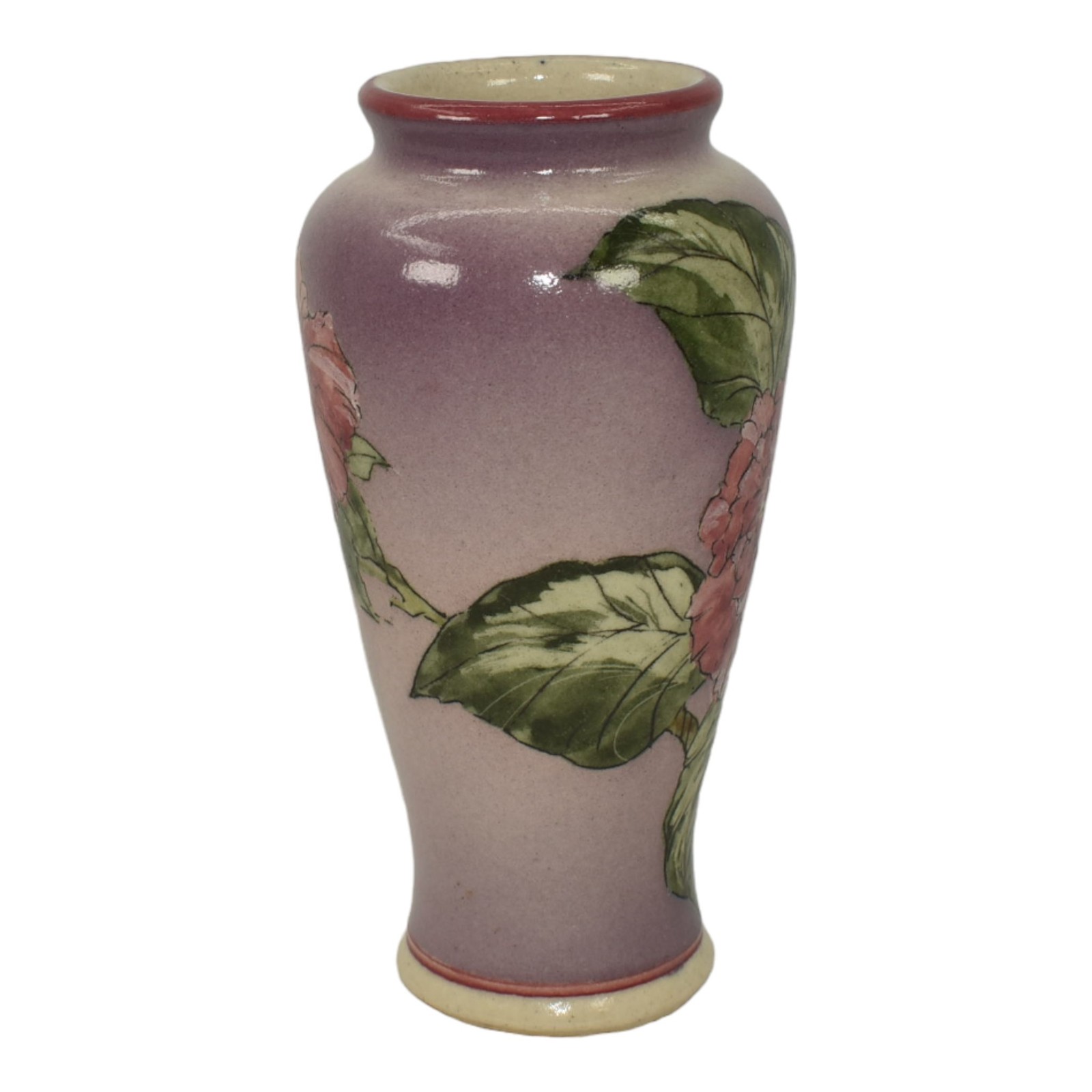 Santa Barbara Ceramic Design 1982 Pottery Hand Painted Floral Purple Vase Tormey