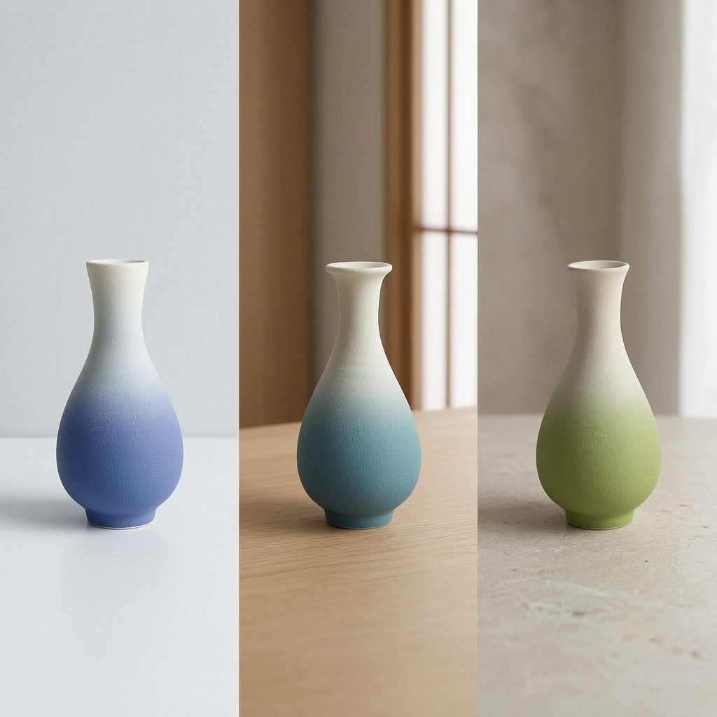 Small Frosted Ceramic Vase for Artificial Flowers, Modern Minimalist Home Decor