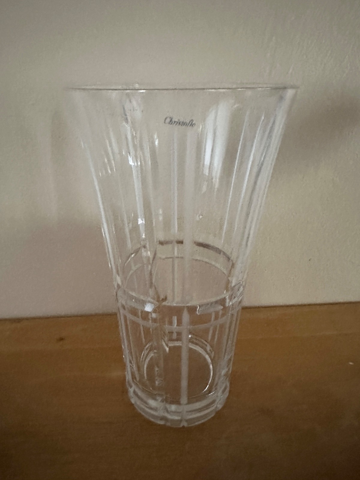 Christofle Crystal, Scottish Flower Vase, 11.75”
