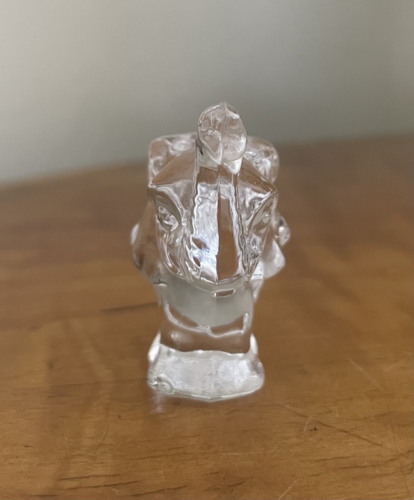 Vintage Goebel Clear Glass Baby Elephant Trunk Up Figurine Signed
