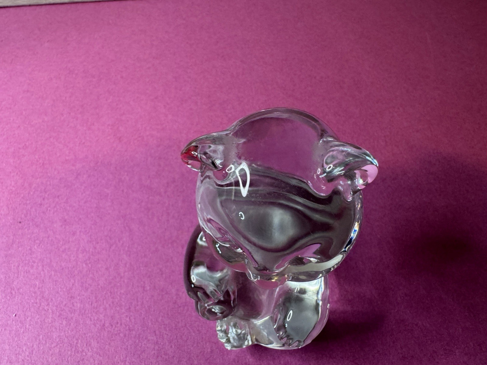Vtg Fenton Art Glass Birthstone Birthday Bear Ruby Red Heart July Clear