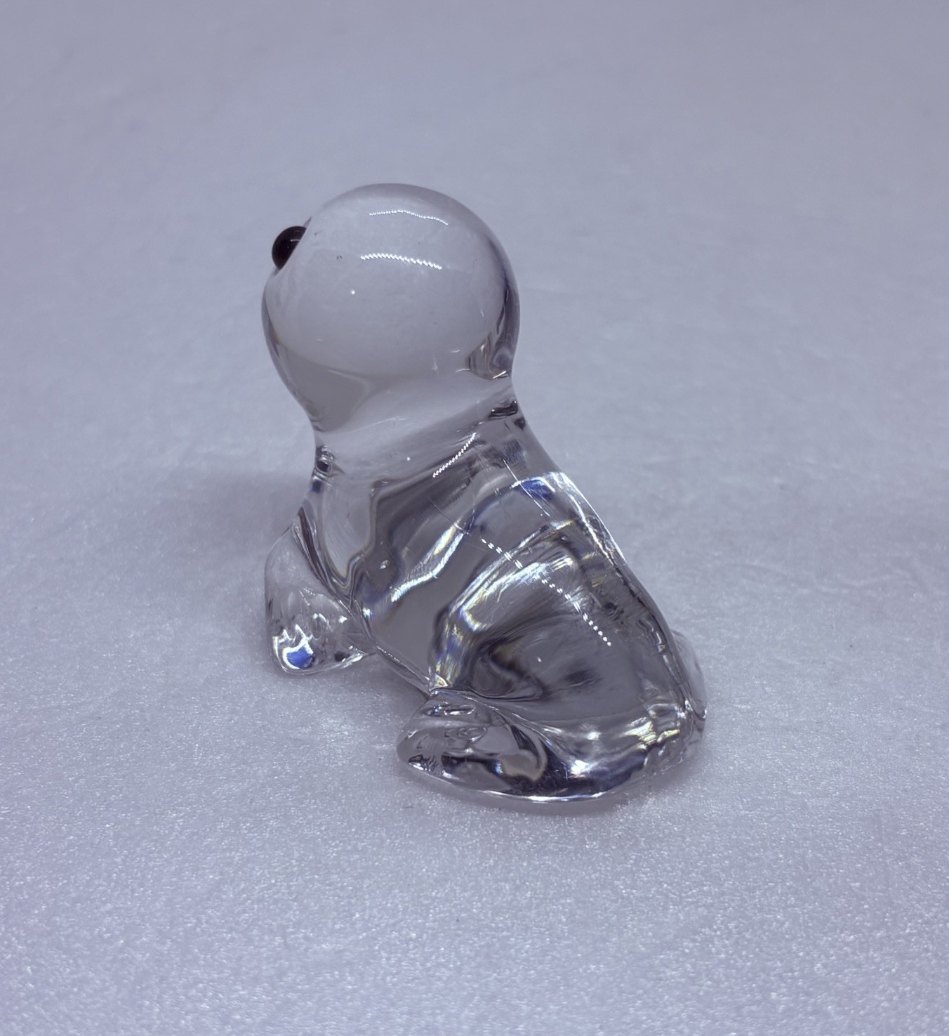 Vintage Oneida Crystal Baby Seal Figurine Paperweight Hand Cut Glass Decor 35