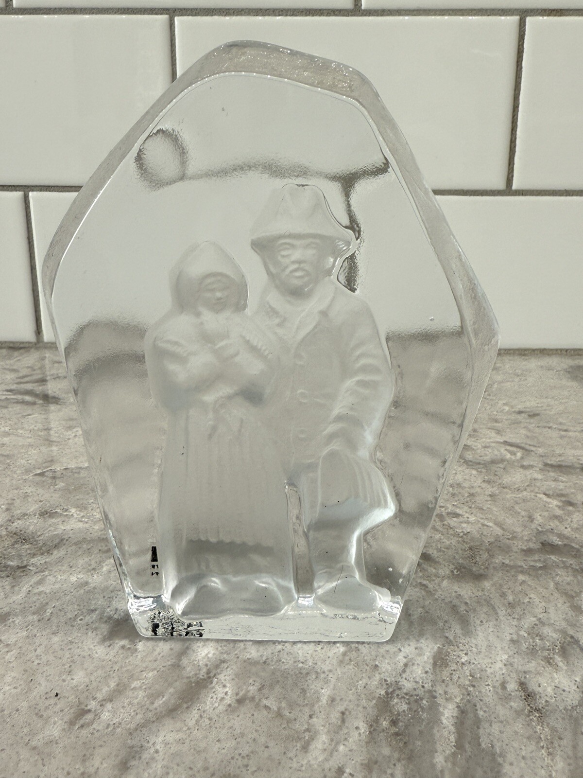 Rune Strand Design Sea Glasbruk Sweden Humble Couple Art Glass Paperweight