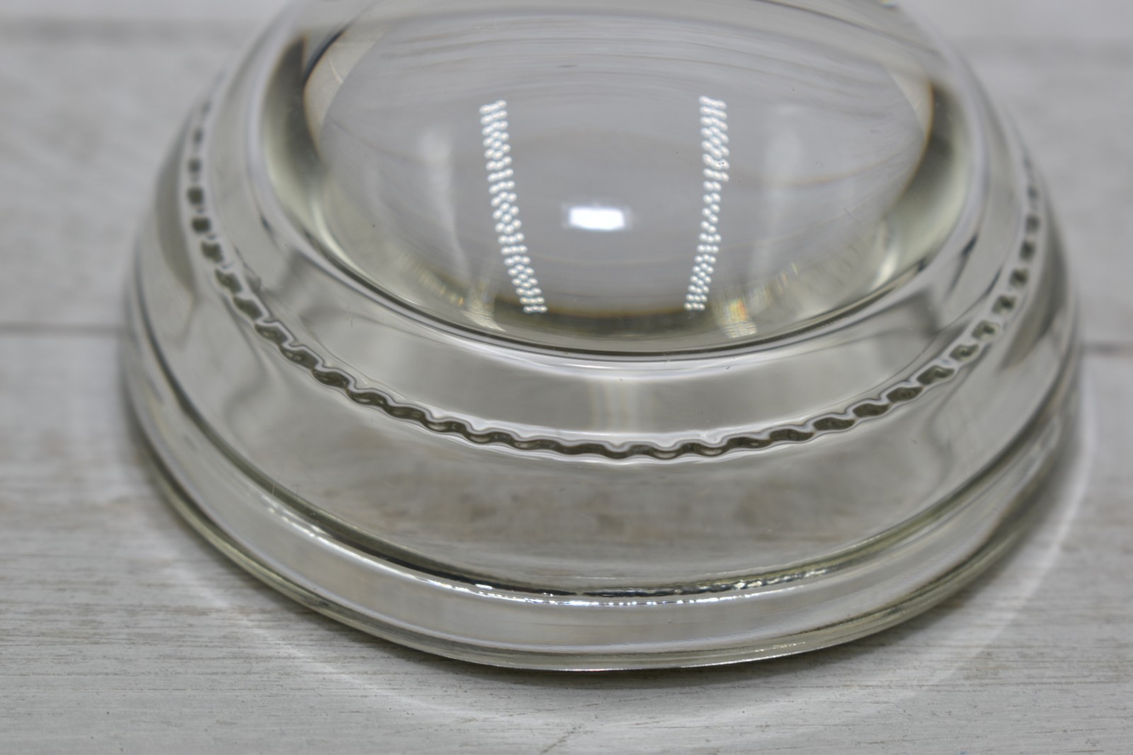 VTG Round Dome Magnifying Glass Paperweight Rippled / Beaded Inside Edge Desk 3″